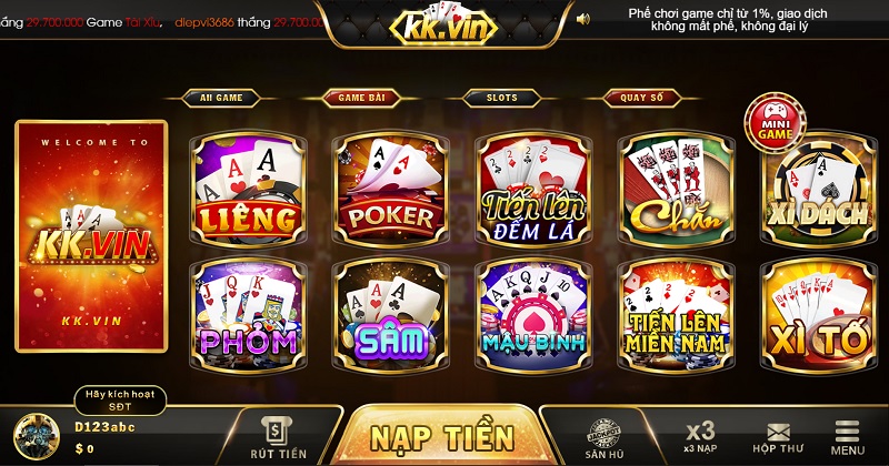 Các sản phẩm game của - Game bài đổi thưởng ăn tiền tại cổng KKvin
